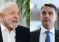 Os pré-candidatos à presidência da República, Lula (PT) e Flávio Bolsonaro (PL).