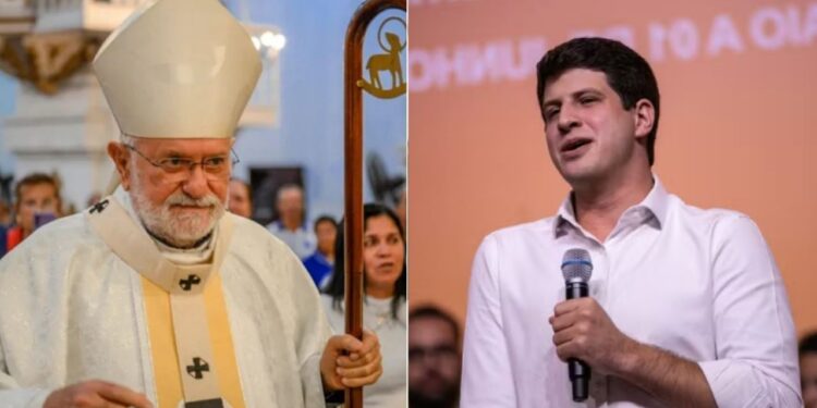 O bispo emérito de Maceió, Dom Muniz; e o ex-prefeito do Recife, João Campos (PSB).