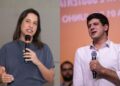 Os pré-candidatos ao governo de Pernambuco, Raquel Lyra (PSD) e João Campos (PSB).