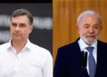 Os pré-candidatos à presidência da República, Flávio Bolsonaro (PL) e Lula (PT).