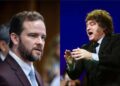 O ministro da Fazenda, Dario Durigan; e o presidente da Argentina, Javier Milei.