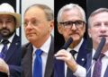 Os deputados, Geraldo Mendes, o “Homem do Chapéu” (União-PR); Benes Leocádio (União-RN); Pedro Westphalen (PP-RS); e Sanderson (PL-RS).