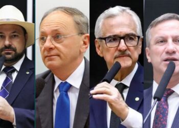 Os deputados, Geraldo Mendes, o “Homem do Chapéu” (União-PR); Benes Leocádio (União-RN); Pedro Westphalen (PP-RS); e Sanderson (PL-RS).