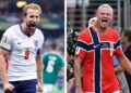 Harry Kane e Erling Haaland celebram gols na Copa do Mundo (Fotos: AFP).
