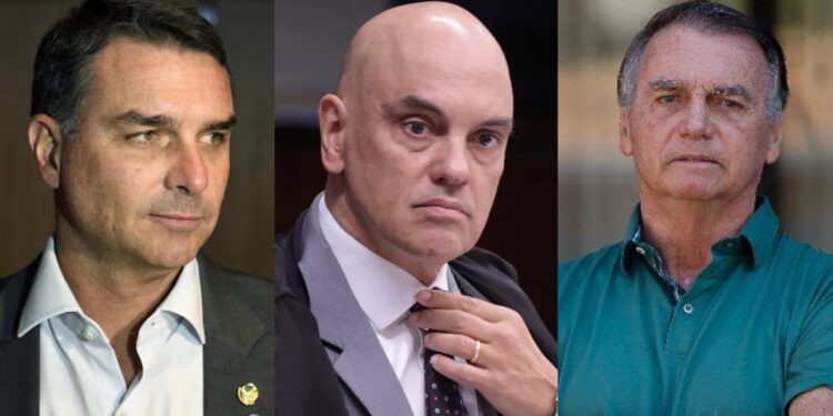 Eduardo Bolsonaro, Alexandre de Mores e Jair Bolsonaro (Da esq. p/ dir.)
