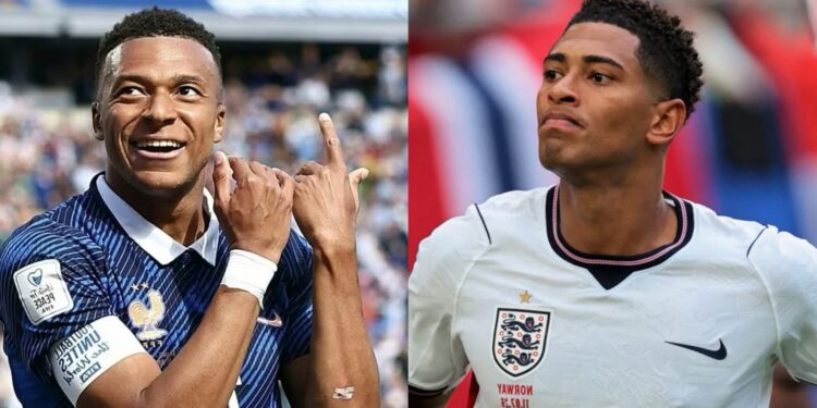 O atacante francês Kylian Mbappé e o meia Jude Bellingham