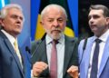 Ronaldo Caiado (PSD-GO), Luiz Inácio Lula da Silva (PT) e Flávio Bolsonaro (PL-RJ)