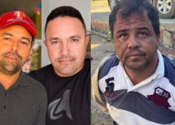 Os irmãos Edvaldo e Edmilson e o suspeito do crime conhecido como "Novinho"
