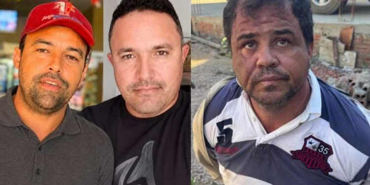 Os irmãos Edvaldo e Edmilson e o suspeito do crime conhecido como "Novinho"