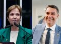 Tereza Cristina (PP-MS) e o candidato Flávio Bolsonaro (PL)