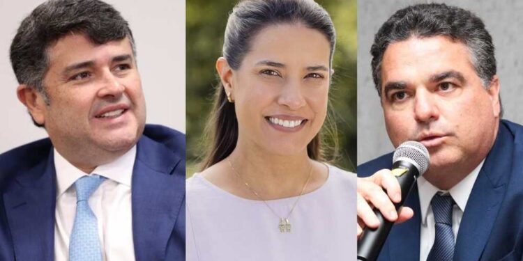 Eduardo da Fonte (PP), Raquel Lyra (PSD) e Túlio Vilaça (da esq. p/ dir.)
