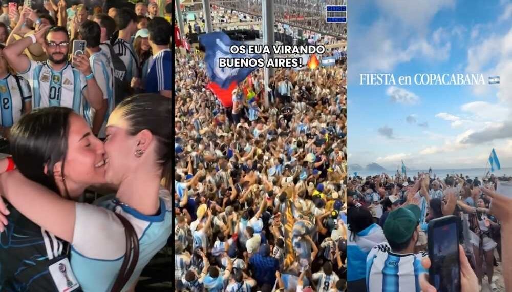 Argentinos celebram a vitória da Argentina sobre o Egito pelo mundo