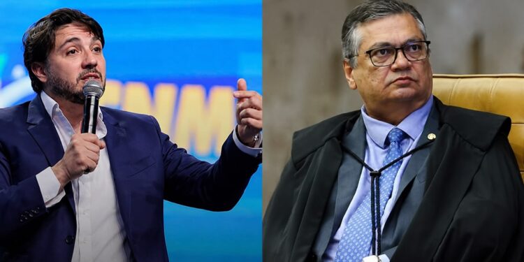 Renan Santos, pré-candidato a presidência pelo partido Missão; e Flávio Dino, ministro do STF