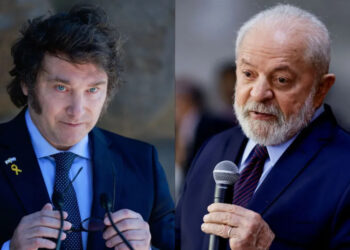 O presidente da Argentina, Javier Milei e o presidente Luiz Inácio Lula da Silva