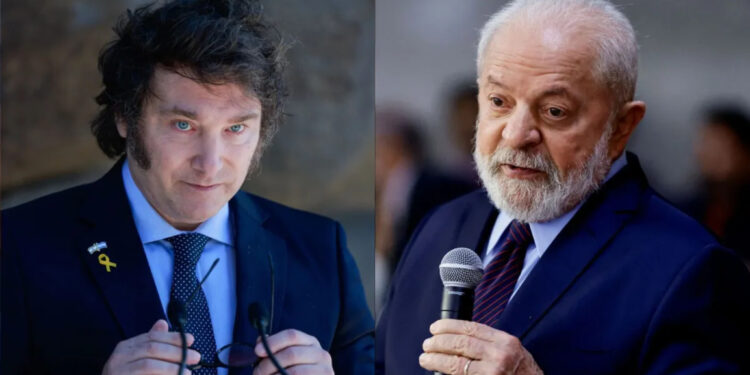 O presidente da Argentina, Javier Milei e o presidente Luiz Inácio Lula da Silva