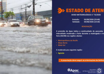 O alerta laranja permanece válido até as 14h30 desta terça-feira