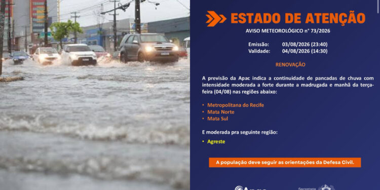 O alerta laranja permanece válido até as 14h30 desta terça-feira