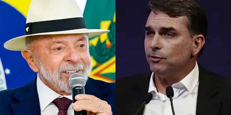 Lula  (PT) e Flávio Bolsonaro (PL) (Da esq. p/ dir.)