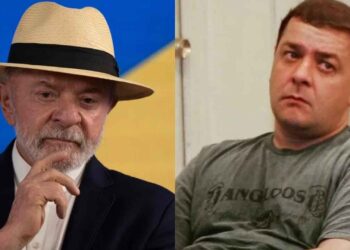 O presidente Lula e seu filho Lulinha (Da esq. p/ dir.)