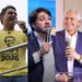 Da esquerda para a direita, os presidenciáveis Lula, Flávio Bolsonaro, Renan Santos, Ronaldo Caiado e Romeu Zema