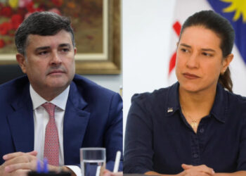 O deputado Eduardo da Fonte (PP) e a governadora Raquel Lyra (PSD) (esq. p/ dir.)