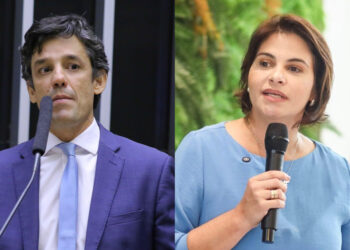 O candidato a deputado federal Daniel Coelho (PSD) e a vice-governadora de Pernambuco, Priscila Krause (esq. p/ dir.)