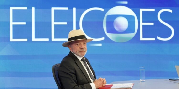 O presidente Lula (PT) na sabatina do Jornal Nacional, da TV Globo