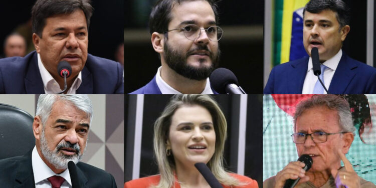 Mendonça Filho (PL), Túlio Gadêlha (PSD), Eduardo da Fonte (PP), Humberto Costa (PT), Marília Arraes (PDT), Paulo Rubem Santiago (Rede) (esq. p/ dir.)