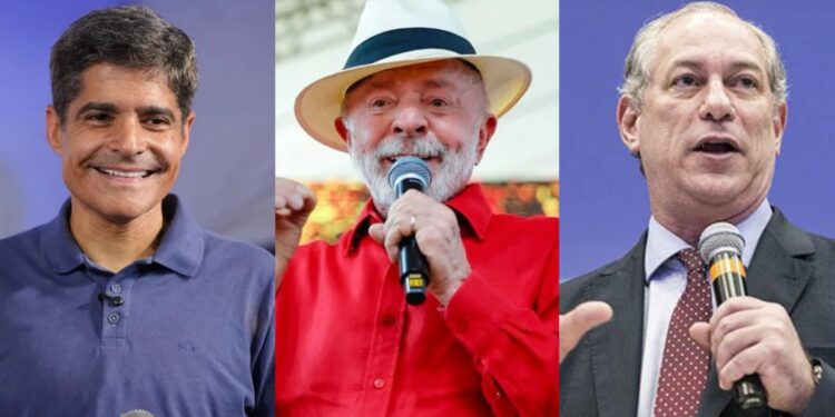 ACM Neto (União), Lula (PT) e Ciro Gomes (PSDB)
