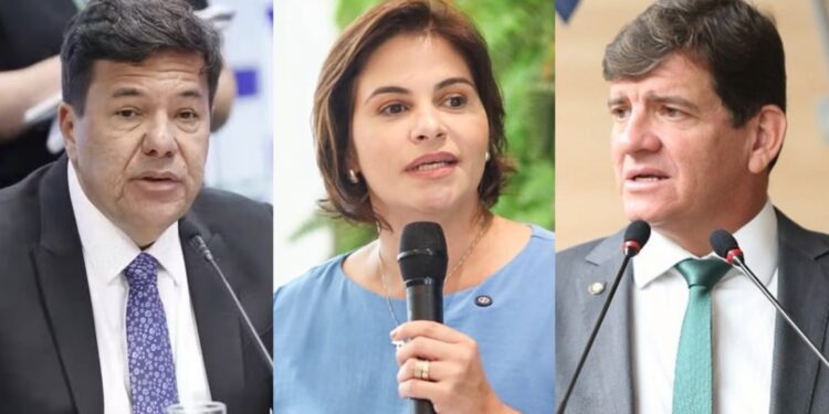 O deputado federal Mendonça Filho (PL), a vice governadora Priscila Krause (PSD) e o ex-vereador Alcides Cardoso (PL)