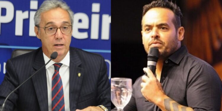 O presidente da FPF, Evandro Carvalho e o presidente do Retrô, Laércio Guerra