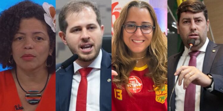 Dani Portela (PT), Pedro Campos (PSB), Kari Santos (PT) e Samuel Salazar (PSB). (Da esq. p/ dir.)