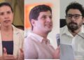 Os candidatos ao Governo do Estado: Raquel Lyra (PSD), João Campos (PSB) e Ivan Moraes (PSOL)