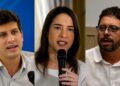 Os candidatos ao Governo do Estado: João Campos (PSB), Raquel Lyra (PSD) e Ivan Moraes (PSOL)