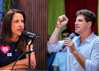 Os candidatos ao Governo do Estado: Raquel Lyra (PSD) e João Campos (PSB)