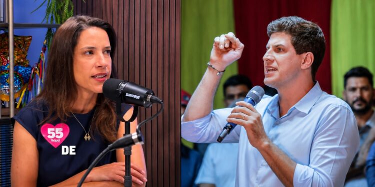 Os candidatos ao Governo do Estado: Raquel Lyra (PSD) e João Campos (PSB)