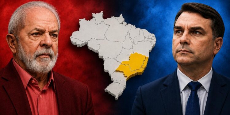 O presidente Luiz Inácio Lula da Silva (PT) e Flávio Bolsonaro (PL)