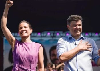 A governadora Raquel Lyra (PSD) e o candidato ao Senado Eduardo da Fonte (PP)