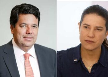 O candidato ao senado Mendonça Filho (PL) e a candidata à reeleição Raquel Lyra (PSD)