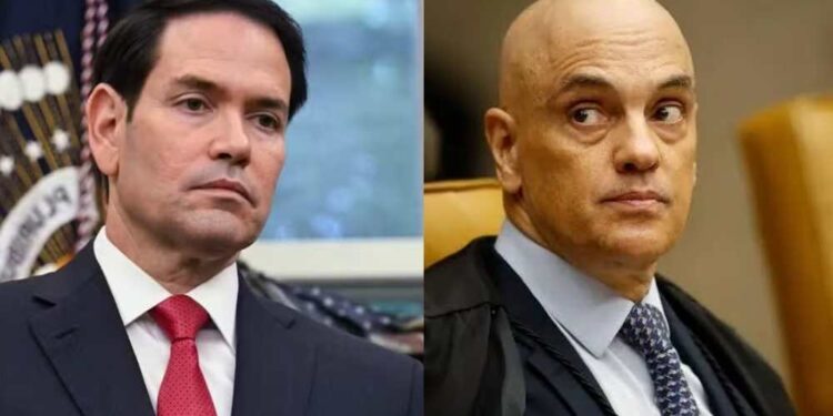 O secretário dos EUA Marco Rubio e o ministro Alexandre de Moraes