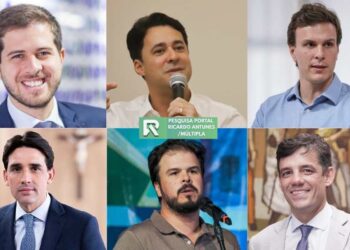 Pedro Campos, Anderson Ferreira, Miguel Coelho, Silvio Costa Filho, Fernando Filho e Daniel Coelho (da esq. p/ dir.)