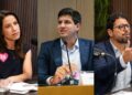 Os candidatos ao Governo de Pernambuco: Raquel Lyra (PSD), João Campos (PSB) e Ivan Moraes (PSOL)