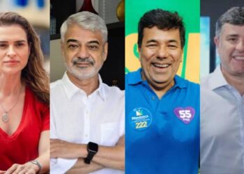 Da esquerda para a direita: Marília Arraes (PDT), Humberto Costa (PT), Mendonça Filho (PL) e Eduardo da Fonte (PP)