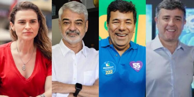 Da esquerda para a direita: Marília Arraes (PDT), Humberto Costa (PT), Mendonça Filho (PL) e Eduardo da Fonte (PP)