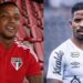 David Corrêa, atacante do Vasco, e Hayner, lateral-direito do Santos emprestado ao Vila Nova, respectivamente