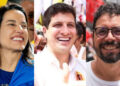 Raquel Lyra (PSD), João Campos (PSB) e Ivan Moraes (PSOL)
