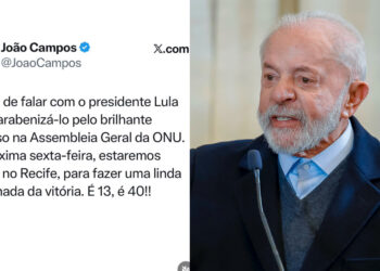 João Campos (PSB) através das suas redes sociais e o presidente Lula (PT)