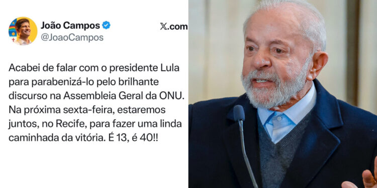 João Campos (PSB) através das suas redes sociais e o presidente Lula (PT)