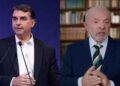 Flávio Bolsonaro (PL) e Lula (PT) (Da esq. p/ dir.)