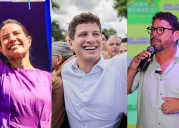 Os candidatos ao Governo de Pernambuco: Raquel Lyra (PSD), João Campos (PSB), Ivan Moraes (PSOL)